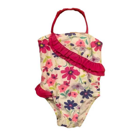 Old Navy Baby Girl Floral One Piece Swimsuit with ruffles, 12-18M - Picture 4 of 4